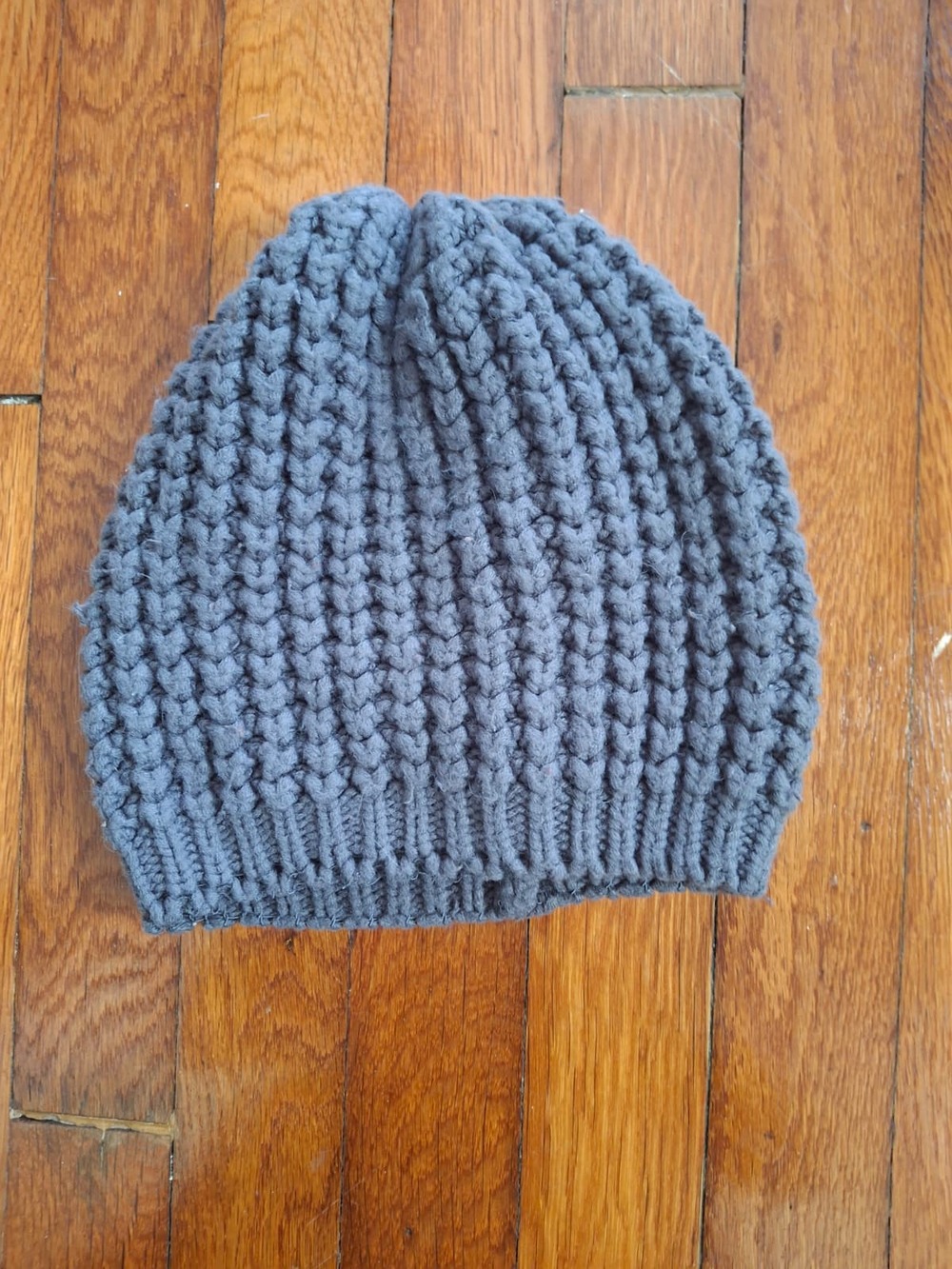 Handmade Crocheted Beanie, Gray, One Size